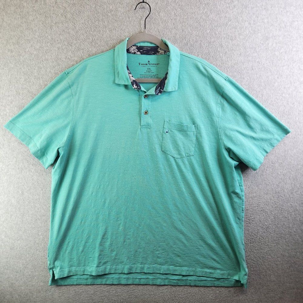Tailor Vintage Shirt Mens XXL Blue Slub Cotton Pocket Cruise Vacation Beach